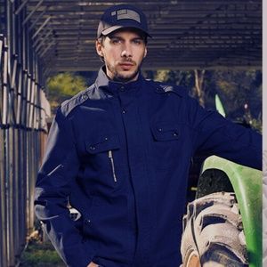 Wantdo Men's Front Zip Cotton Jacket Lightweight Stand Collar